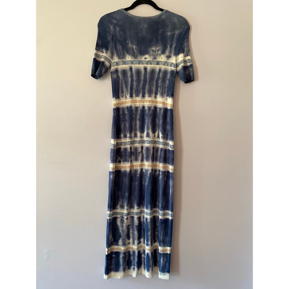 Anthropologie Blue White Kato Tie Dye Short Sleeve Midi Dress Women size Medium - Picture 6 of 12
